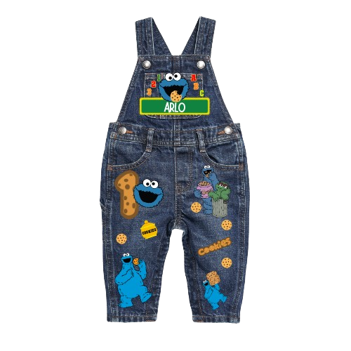 Cookie Monster Overalls and Shirt