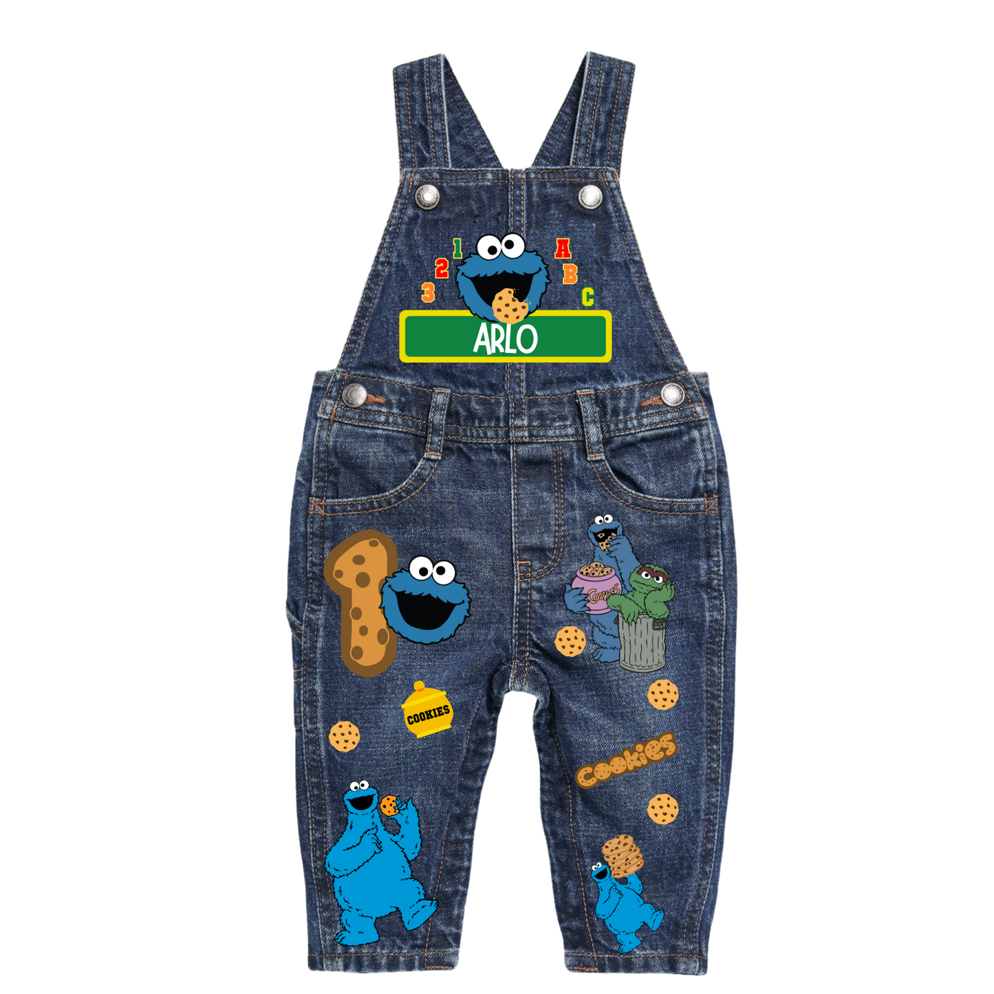 Cookie Monster Overalls and Shirt
